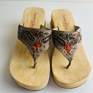 Skechers Something Else Women’s Platform Wedge Heel Thong Sandal Size Small 5-6